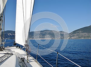 Sailing yacht in the bay of Vis