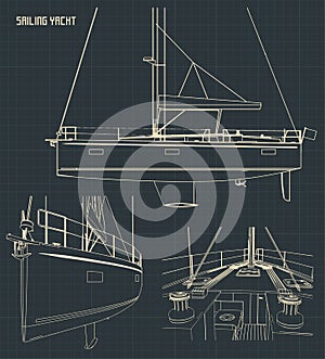 Sailing Yacht Blueprints Illustrations