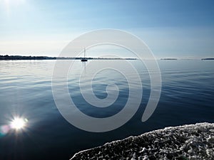 Sailing yacht boat sailing on the ocean