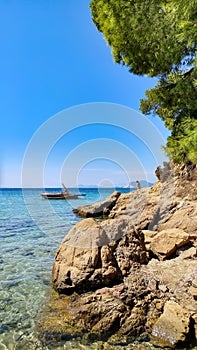 Sailing yacht boat in the sea