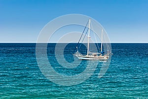 Sailing yacht on the calm sea