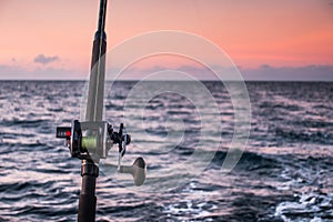 Sailing yacht catamaran sailing in the sea and fishing