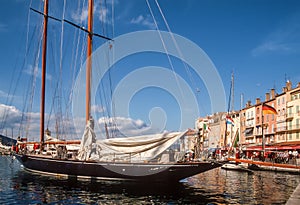 Sailing yacht in the harbor of Saint Tropez