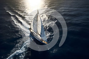 Sailing yacht on the ocean, Generative AI 1