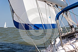 Sailing yacht in the open ocean