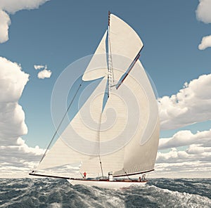 Sailing yacht in the open sea