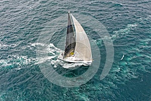 Sailing yacht race. Yachting. Sailing yacht in the sea