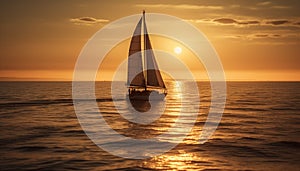 Sailing yacht races at sunset, two men generated by AI