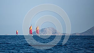 Sailing yacht Regatta at the Aegean Sea, Greece. Sport.