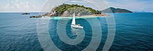 sailing yacht in the sea on a sunny day .concept of travel and sailing
