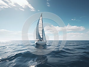 Sailing yacht in the sea on a sunny day. Made with Generative AI