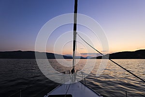 Sailing yacht after sunset