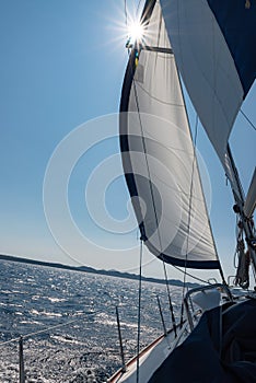 Sun in yacht canvas photo