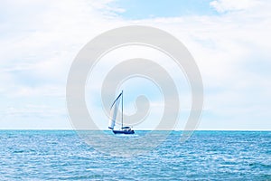 Sailing. Yachting. Tourism. Ship yachts with white sails in the open sea