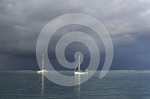 Sailing yachts and cloudy sky - 2
