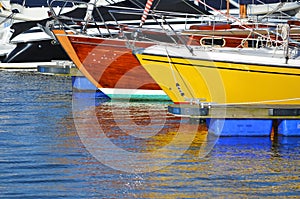 Sailing yachts in a harbor