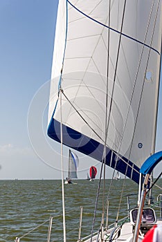 Sailing yachts in the ocean