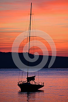Sailingboat at sunset
