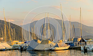 Sailingboats waiting in port for the next tour photo