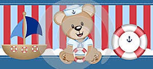 Sailor Bear Digital Clipart Vector