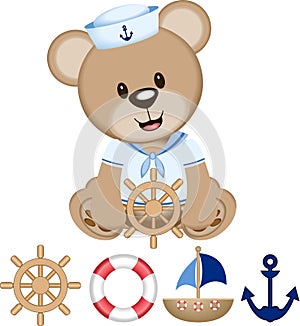 Sailor Bear Digital Clipart Vector