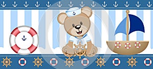 Sailor Bear Digital Clipart Vector