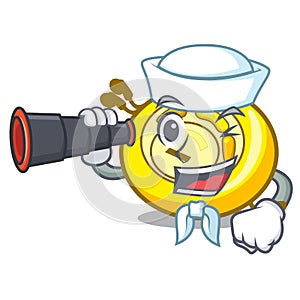 Sailor with binocular CD player mascot cartoon photo