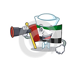 Sailor with binocular flag united arab emirates on mascot