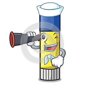 Sailor with binocular glue stick isolated on the mascot