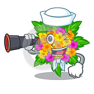 Sailor with binocular lantana flowers in the cartoon shape
