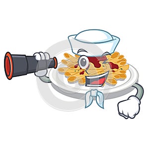 Sailor with binocular pasta in the a mascot shape