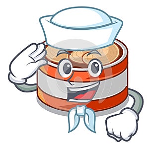 Sailor canned tuna isolated with in mascot