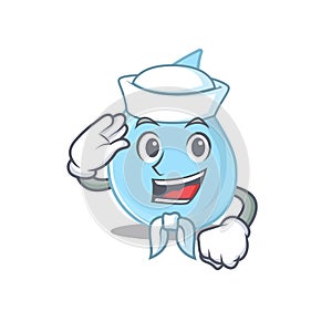 Sailor cartoon character of raindrop with white hat