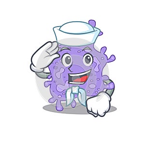 Sailor cartoon character of staphylococcus aureus with white hat