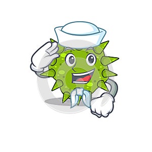 Sailor cartoon character of vibrio cholerae with white hat