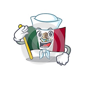 Sailor flag mexico in the cartoon shape