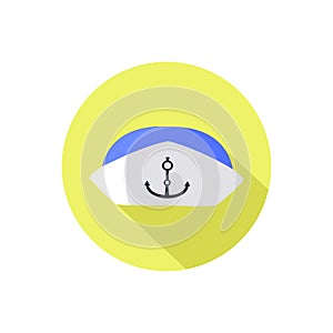 Sailor hat. on a white in a bright circle