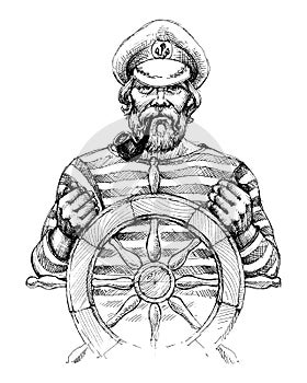 Sailor at helm portrait photo