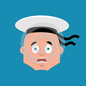 Sailor scared OMG emoji. Russian soldier seafarer Oh my God emot
