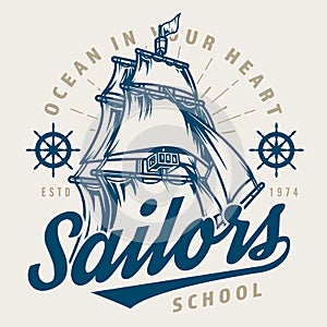 Sailor school vintage colorful emblem