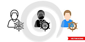 Sailor seafarer seaman icon of 3 types color, black and white, outline. Isolated vector sign symbol