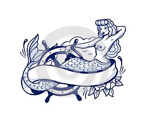 Sailor tattoo style decorated banner