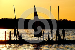 Sailors Enjoy the Sunset on Lake Mendota