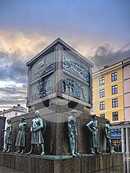 the Sailorâ€™s Monument located at Torgallmenningen - the main square of Bergen, Norway