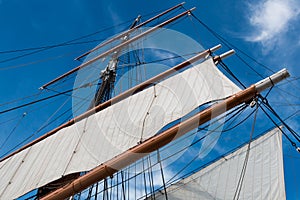 Sails and Mast of Vintage Tall Ship