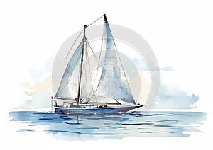 The sails of a naut sailboat: a white sail and a deep illustrati