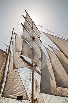 Sails of an old sailing ship