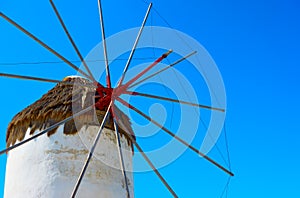 Sails of the old windmill in Mykonos