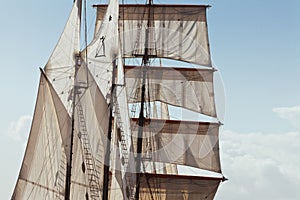 Sails and rigging details of Barquentine Yacht