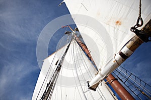 Sails of a Tall Ship against the Blue Sky (Boston, Massachusetts, USA / September 20, 2012)